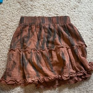 Olivaceous Ruffled Mini Skirt in Brown and Black